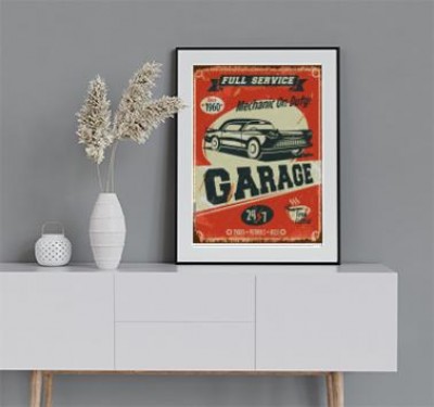 Plakat Znak usługi retro samochodów