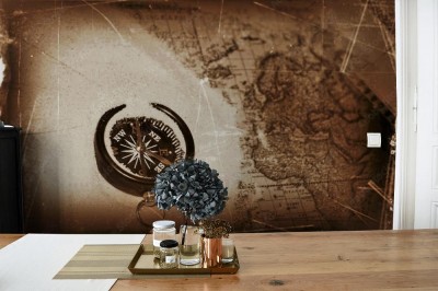 Fototapeta Kompas na starej mapie