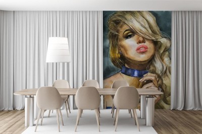 Fototapeta Portret stworzony akwarelą