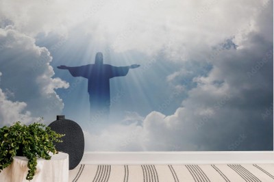 Fototapeta Sylwetka Jezusa na tle nieba
