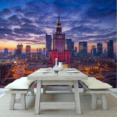 Fototapeta Widok pałacu kultury w stolicy Polski w Warszawie