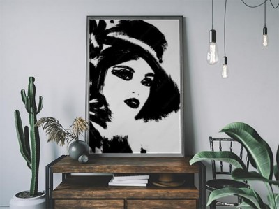 Plakat Czarno-biały portret eleganckiej kobiety