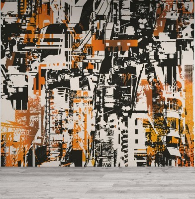 Fototapeta Ilustracja malarskiej abstrakcji miejskiej