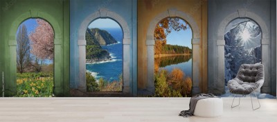 Fototapeta Cztery pory roku - kolaż Jesień, Zima, Wiosna, Lato