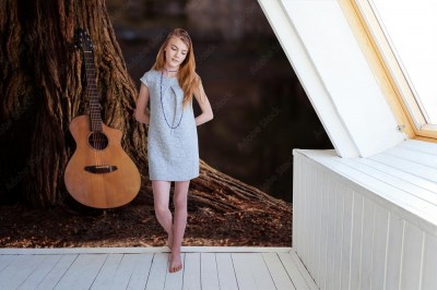 Fototapeta Drewniana gitara akustyczna