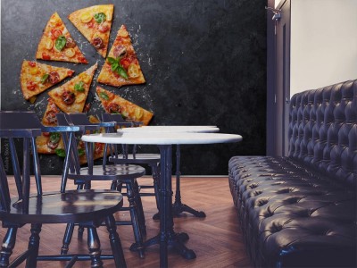 Fototapeta Pizza z pomidorami, mozzarellą i bazylią