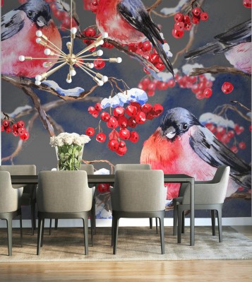 Tapeta do sypialni ze stylowym wzorem w ptaki