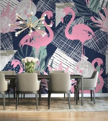 Tapeta tropikalna z abstrakcyjnym wzorem flaminga