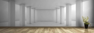 Fototapeta Abstrakcyjna perspektywa szerokiego korytarza z kolumnami