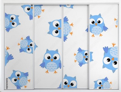 Naklejki na meble z bezszwowym deseniowym tłem słodkiej sowy malowanej akwarelą