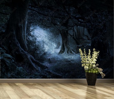 Fototapeta Głęboka tropikalna dżungla w ciemności