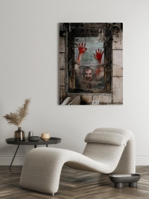 Obraz na płótnie Głodny zombie w oknie