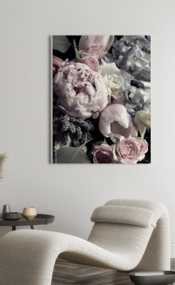 Obraz na płótnie kwiatowy wzór z efektem ciemnego vintage