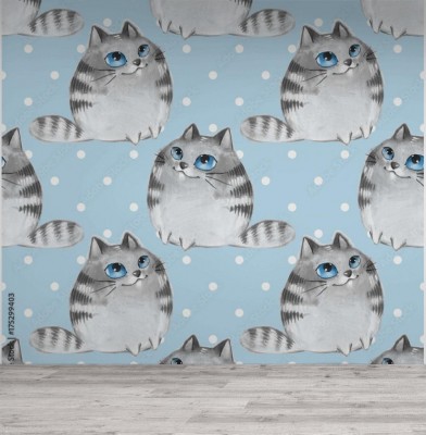 Tapeta dla dzieci z wzorem puszystego kota