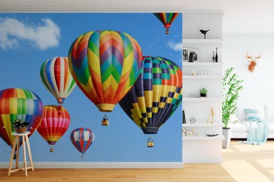 Fototapeta Kolorowe balony powietrzne na niebieskim niebie