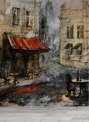 Fototapeta Malowidło francuskiej kawiarni na świeżym powietrzu