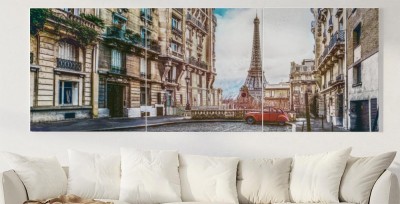 Obraz na płótnie Panorama miasta Paryż w konwencji Retro