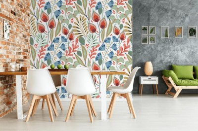 Tapeta z naturalnym jasnym designem w stylu skandynawskim