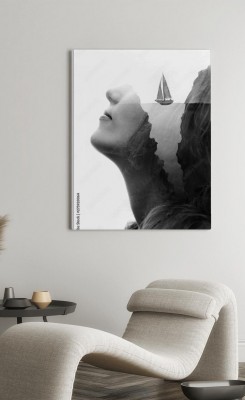 Obraz na płótnie Artystyczny portret z nakładającym się szkicem