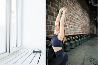 Fototapeta Pokój sportowy z kettlebellami