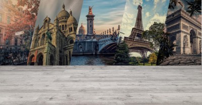 Fototapeta Kolaż słynnych zabytków Paryża