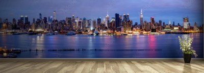 Fototapeta Panorama Nowego Jorku w nocy z widokiem na panoramę Manhattanu