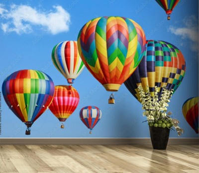 Fototapeta Kolorowe balony powietrzne na niebieskim niebie