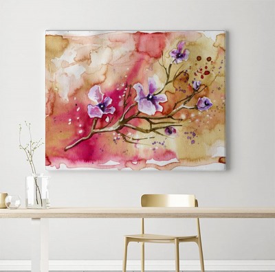 Obrazy do salonu ilustracja przedstawiająca wiosenne kwiaty na łące