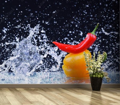 Fototapeta krople wody na Papryczce chilli