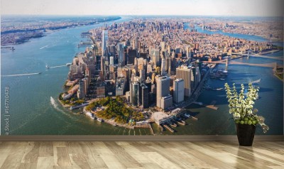 Fototapeta Widok z lotu ptaka na dolny Manhattan w mieście Nowy Jork