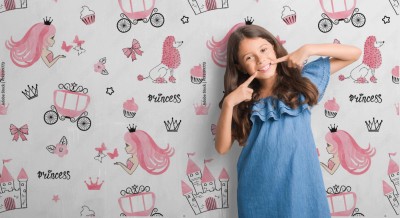 Fototapeta dla dziewczynek z wzorem księżniczki i jej karocy