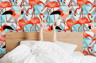 Fototapeta Tropikalne jasne ptaki na błękitnym tle