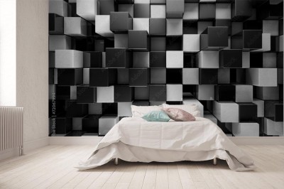 Fototapeta Czarno-białe bloki układające się w abstrakcyjne tło