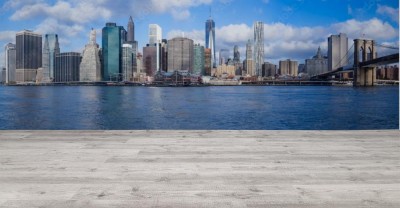 Fototapeta Panorama  Manhattanu w Nowym Jorku z Brooklyn Bridge