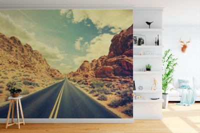 Fototapeta Pustynna autostrada w stylu retro