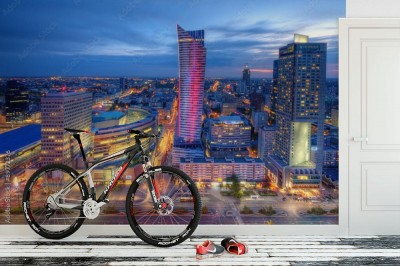 Fototapeta Warszawa wieczorna panorama miasta