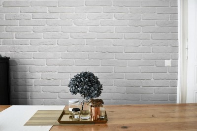 Fototapeta z minimalistycznym wzorem białej cegły