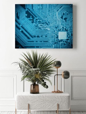 Obrazy do salonu Niebieskie tło płytki drukowanej