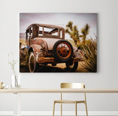 Obraz na płótnie Wrak samochodu w pobliżu trasy 66