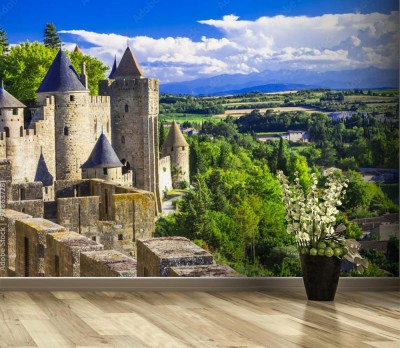 Fototapeta Carcassonne - imponująca forteca miejska we Francji