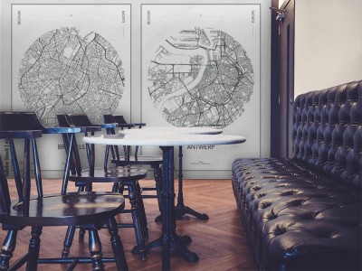 Fototapeta plan miejski plan ulic miasta Bruksela i Antwerpia