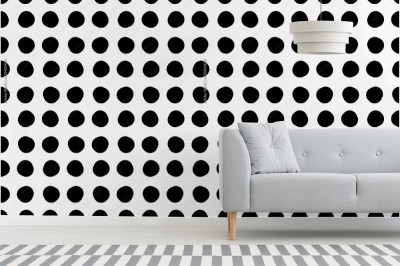 Tapeta w nieregularne czarne groszki