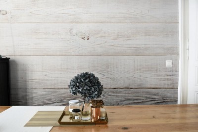 Fototapeta w stylu minimalistycznym z popielatymi i białymi deskami