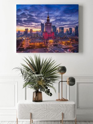 Obraz na płótnie Widok pałacu kultury w stolicy Polski w Warszawie