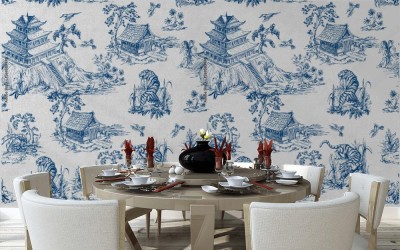 Fototapeta w modne motywy roślinne niebiesko biały