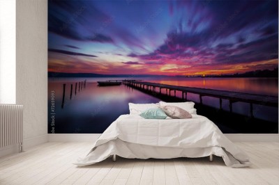 Fototapeta Wspaniały zmierzch nad jeziorem