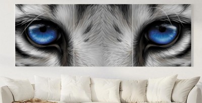 Obrazy do salonu Niebieskie oczy na czarnobiałym tygrysie