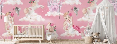 Tapeta Różowy wzór do pokoju dziewczynki