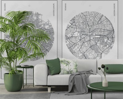 Fototapeta miejski plan ulic miasta Sofia i Bukareszt