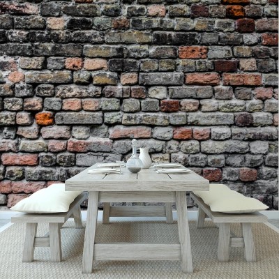 Fototapeta Stara, kolorowa ceglana ściana 